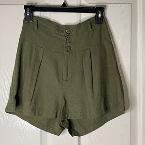Cotton on linen blend olive shorts size 4